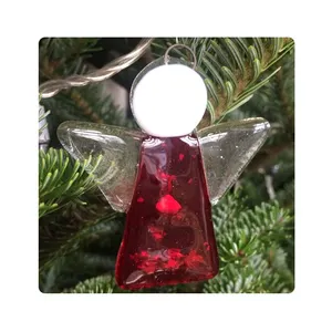 Red Angel Fused Glass Ornaments Handmade Hanging Stained Fused Glass Home Decoration Manufacturers For Direct Supply