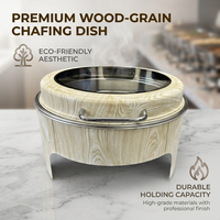 Chauffe-plats électrique rond en acier inoxydable à grain de bois pour soupes et bouillons, idéal pour la restauration, les mariages, les banquets et les fêtes à domicile