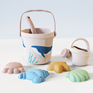 Set di Giocattoli <span class=keywords><strong>da</strong></span> Spiaggia per Bambini con Logo Personalizzato, Secchiello e Paletta in Silicone Senza BPA per Esterni - Product Image 1