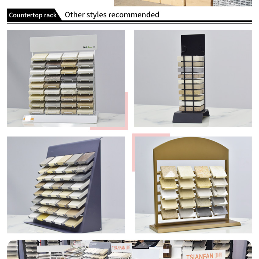 Retail Showroom Custom Sample Countertop Ceramic Tile Granite Panel Exhibition Marble Stone Mosaic Quartz Tabletop Display Racks