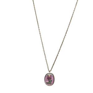 Collier pendentif tendance en acier inoxydable 316L plaqué or PVD, design ovale tulipe durable et résistant - Product Image 2