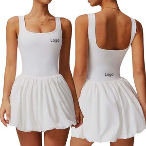 Marque privée OEM 78% Polyamide 22% élasthanne Vêtements de sport personnalisés avec logo Vêtements de <span class=keywords><strong>tennis</strong></span> pour femmes plissés sans manches - Product Image 1