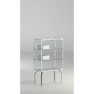 Vitrina con marco de aluminio de 91x37x120cm, vitrina de vidrio blanco con puertas con cerradura y estantes ajustables - Product Image 1