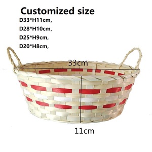 Cesto in bambù intrecciato ecologico multiuso ad alta precisione per frutta e pane con manici, <span class=keywords><strong>rosso</strong></span> originale - Product Image 4