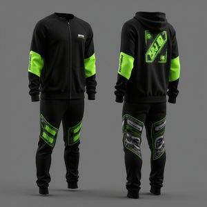 Conjunto de sudadera con capucha y pantalones de chándal con logotipo bordado personalizado para hombre (2 uds) - Product Image 1