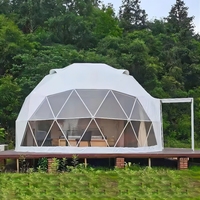 Dôme géodésique transparent pour glamping en plein air, tente hôtel avec salle de bain pour hôtel ou petit événement