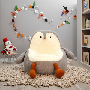 Chaise Lounge Chair informal en forma de pingüino, silla de felpa para niños, sofá individual cómodo para muebles de sala de juegos para niños - Product Image 2