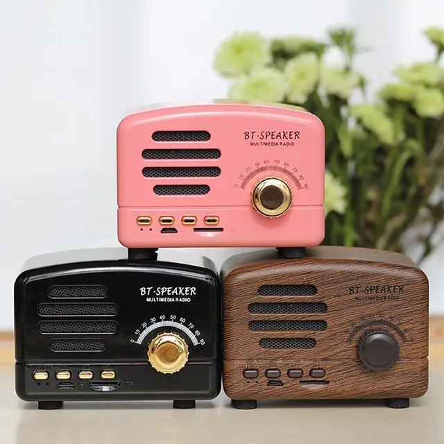 BT01 Retro for 5.0 Speaker Plastic Strong Bass Enhancement FM Radio Wireless Charging Mini Speaker 1000-2000mAh Battery