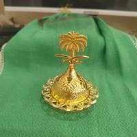 Brûleur d'encens arabe doré creux, brûleur de Bakhoor islamique avec couvercles amovibles pour le Ramadan et la décoration intérieure musulmane