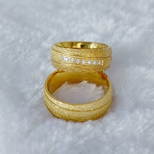Hochwertige afrikanische 24 Karat Dubai vergoldet Edelstahl Schmuck Eheringe Paar Sets Bague Anillos Eheringe - Product Image 3