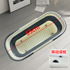 Foldable Mop <b>Bucket</b> Portable Household Flat Mop Hands Free Telescopic Silicone Grey - Product Image 4