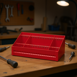 Contenedor de almacenamiento de herramientas rojo con divisores y clavijas para organizar suministros de taller, 12x8x6 pulgadas - Product Image 3