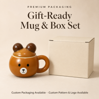 Vente en gros d'usine, tasse en céramique 3D en forme d'ours panda de 420 ml avec couvercle en céramique, tasse à café mignonne en forme d'animal pour cadeau