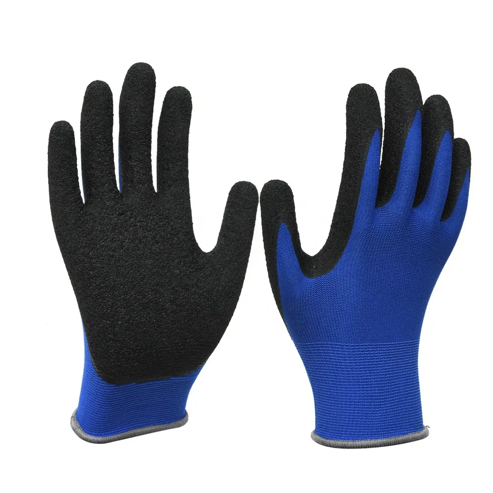 Guantes de protección para las manos de nailon de calibre 13, guantes de seguridad para el trabajo suaves y transpirables recubiertos de nitrilo Winkle