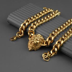 Fábrica OEM de Joyería, Venta Caliente en Europa, Joyería Punk Hip Hop, Collar con Colgante de Cabeza de León en Acero Inoxidable con Baño de Oro de 18K para Hombre - Product Image 2