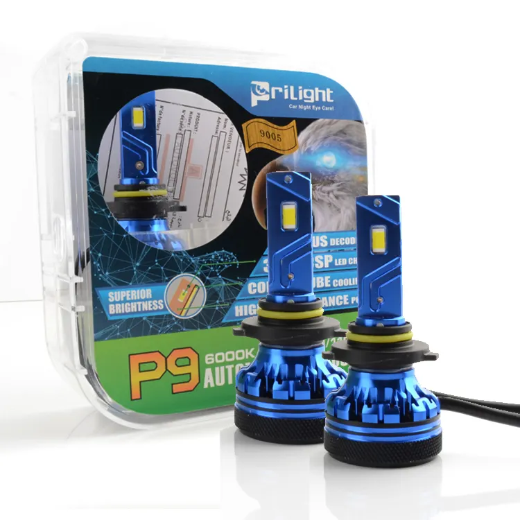 Prilight Auto Lighting System P9 H7 Led Phare 100W 10000LM Haute Puissance H4 H11 9005 Led Phare Ampoule