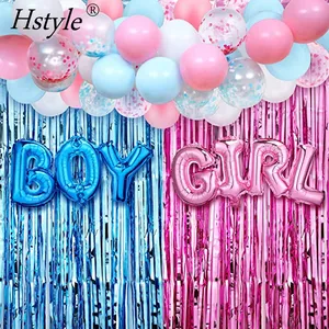 35pcs Gender Reveal Party Decoration Supplies Blue Pink White Confetti Mylar Latex Balloon Garland Kit Boy Or Girl Toy ST350