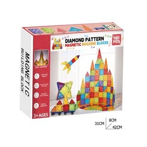 Juego de bloques de construcción de montaje DIY educativo de 100 Uds., azulejos magnéticos de plástico, bloques magnéticos, juguete de vidrio dirigido - Product Image 4