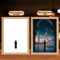 Lampe à cadre LED 4D musulmane, image de Jésus, veilleuse, murale religieuse, décoration de la maison, Ramadan, chrétien, rechargeable par USB, à intensité variable