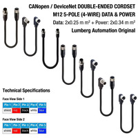 Lumberg Automation CANopen DeviceNet M12Cordset 5Pole 4Wire Double-Ended PUR Tanpa Pelindung IP67 IEC 61076-2-101 Harga Proyek Stok