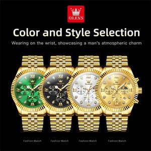 <span class=keywords><strong>Montre</strong></span> OLEVS 2932 Homme Calendrier 30M Étanche Aiguilles Lumineuses Mode Entièrement Dorée Chronométrage Affichage des Secondes et Date Automatique - Product Image 6