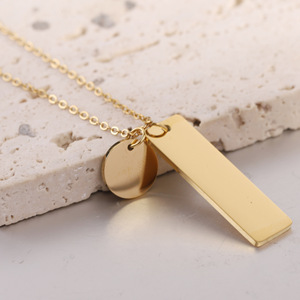 Collar con Colgante de Acero Inoxidable, Forma de Barra Geométrica, Color Oro y Plata, para Uso Diario, Regalo para Mujer - Product Image 3