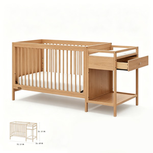 Luxury Diaper Table Multifunctional Baby Wood Beds with <b>Drawers</b> <b>6</b> In 1 Baby Cribs for 0 -<b>6</b> Years - Product Image 1