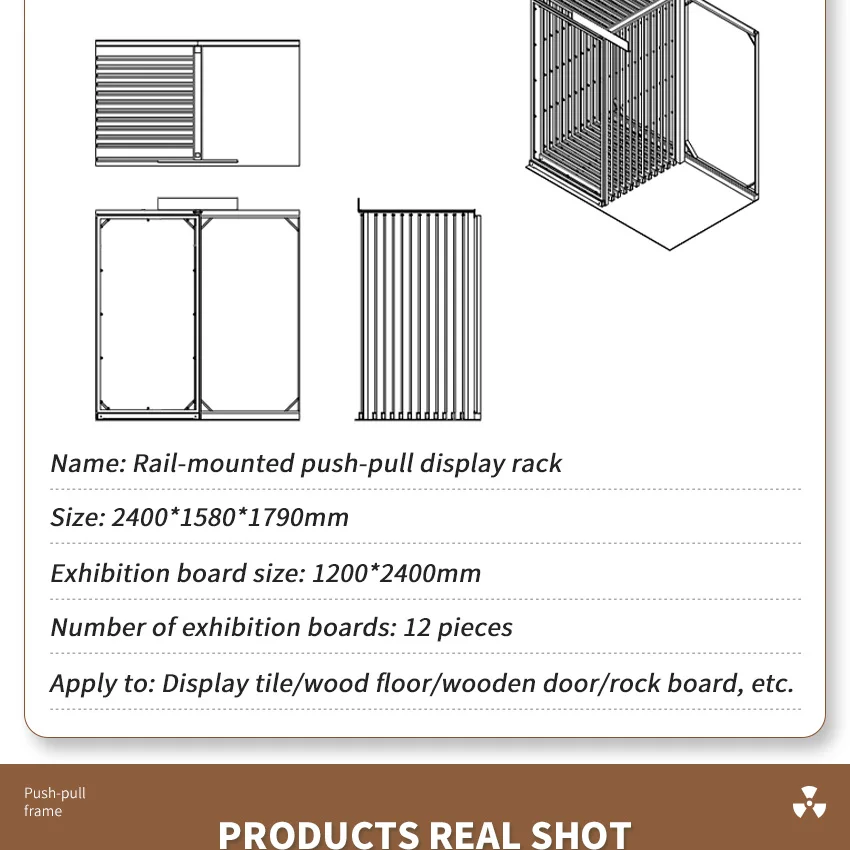 Exhibition Marble Granite Rail-Mounted Slab Rock Ceramic Quartz Stone Sample Rack Push Pull Sliding Showroom Display Stand Tile