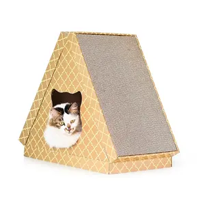 DEKU त्रिकोण के लिए Foldable ठोस गत्ता पालतू घर बिल्ली Scratcher सर्दियों