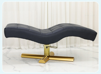 Lit de beauté électrique de luxe pour esthéticienne, base dorée, lit facial incurvé, lit de massage spa, lit pour extensions de cils