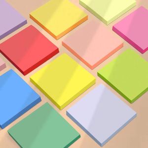 100 Sheets Multicolor Fluorescent Paper Sticky Notes Assorted Bright Adhesive <b>Memo</b> <b>Pads</b> Office School Stationery Note Taking - Product Image 1