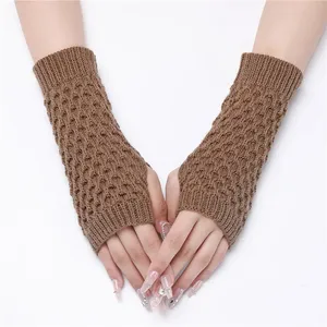 100% эластичные короткие трикотажные перчатки из акрилового волокна для мужчин и женщин, зимние теплые рабочие перчатки для защиты рук