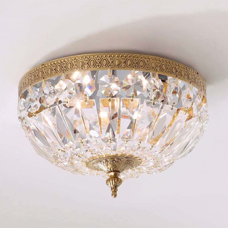 Round Ceiling Light Modern LED Crystal Flush Mount Fixture for Entrance Light Living Room Home and Hotel Lighting