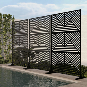 Paneles de Cerca Metálica para Jardín, Personalizables, Ecológicos, de Acero al Carbono, Modernos, con Altura Ajustable, Decorativos, con Modelado 3D de Madera Natural - Product Image 3