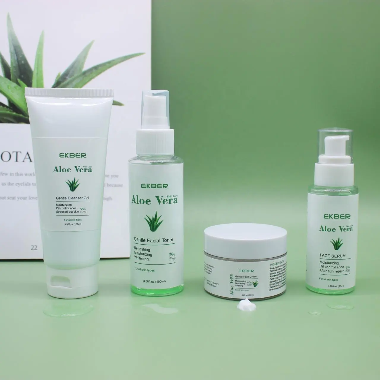 Conjunto hidratante coreano de Aloe Vera para cuidados com a pele, produtos calmantes anti-acne para pele negra com creme removedor de acne
