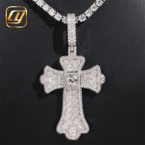 Pendentif Croix en Argent Sterling 925 Sertie de Diamants de Laboratoire, Bijoux Hip Hop Personnalisés, Pendentif CHOYUE, Pendentif Diamant de Laboratoire pour Homme - Product Image 3