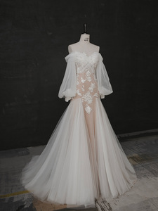 2025 cola de cola pequeñ<span class=keywords><strong>a</strong></span> de novia que cubre los brazos <span class=keywords><strong>para</strong></span> salir vestido de noche de un hombro con temperamento de gasa - Product Image 5