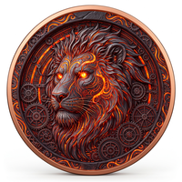 Pièce de monnaie en cuivre pur 999 de 1 oz, style punk, série animale Lion, en relief coloré, édition de collection 3D style punk