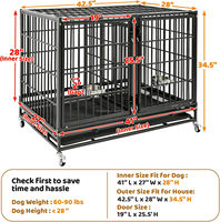 Cage pour chien robuste et résistante aux déchirures, en tube carré avec quatre roues, pour grands chiens, cages pour chiens d'extérieur, cage pour chien à vendre