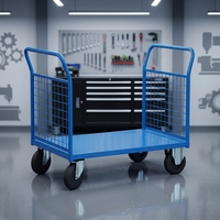 Chariot à plateforme modulaire Combi CE Series, chariot industriel robuste, base en acier, quatre roues, OEM personnalisable, bleu