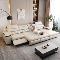 Ensemble de canapés en cuir italien avec fonction inclinable, canapés de détente modernes et simples, canapé en L extensible pour salon