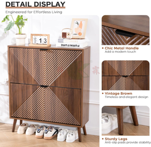 <span class=keywords><strong>Scarpiera</strong></span> Moderna in Legno Resistente <span class=keywords><strong>con</strong></span> Cuscino e Cassetto, a 2 Livelli, Ecologica e Salvaspazio per Soggiorno - Product Image 4