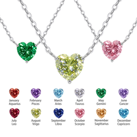 Fijngevoelige 12 Kleuren Geboortesteen Hart Ketting 316L RVS Waterdichte Hartvormige CZ Hangertje Ketting Verjaardag Valentijn Cadeau