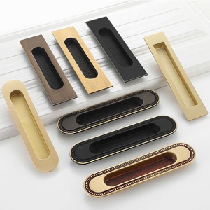 Penjualan Panas Gagang Pintu Geser Tersembunyi Warna Hitam Rose <span class=keywords><strong>Gold</strong></span> Kuningan Antik Perunggu Tembaga untuk Dapur (Sepasang) - Product Image 1