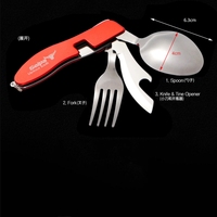 Ensemble de couverts de voyage pliables 3 en 1 en acier inoxydable pour le camping en plein air