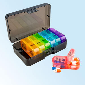 トレンディなプレミアムブラックカラフルな飲用7日間14コンパートメントピル収納ボックス週<span class=keywords><strong>2</strong></span>回アウターケース付きピルオーガナイザー - Product Image 1