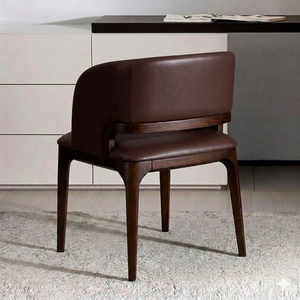Chaise de salle à manger rembourrée en bois massif, fauteuil en cuir, fabricant et fournisseur de meubles modernes pour restaurants, hôtels et villas - Product Image 6