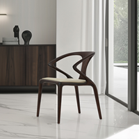 Chaise en bois massif sur mesure avec accoudoirs sculptés, chaise de salle à manger en bois, fauteuil d'appoint rembourré en cuir