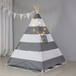 Tente <span class=keywords><strong>Tipi</strong></span> d'été en toile de coton biologique 240 g/m² pour enfants, <span class=keywords><strong>avec</strong></span> structure en pin 120x120 cm, une chambre, <span class=keywords><strong>matelas</strong></span> rembourré antidérapant – Vente en gros - Product Image 3
