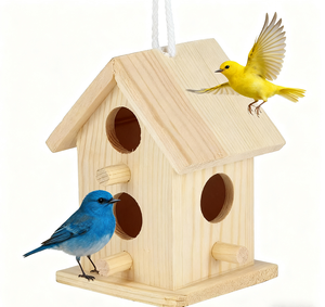 3 parça yenilikçi açık ahşap <span class=keywords><strong>Birdhouse</strong></span> dekore kuş yuvalama kutusu bitmemiş <span class=keywords><strong>Birdhouse</strong></span> açık bahçe için - Product Image 2